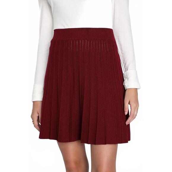 Lulus Dresses & Skirts - Lulus Chic Vision Burgundy Pleated Sweater Mini Skater Skirt - XL